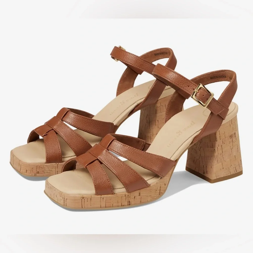 Paul Green Tina Women's Wedge Sandal in Cognac Size 7 New